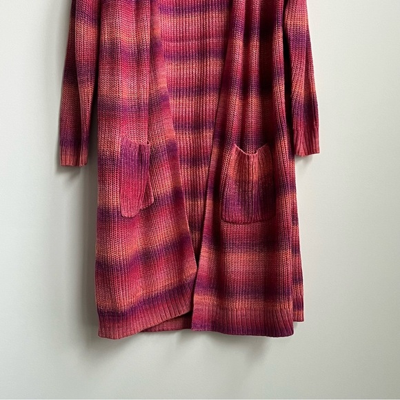 Lane Bryant Classic Open-Front Spacedye Cardigan Pink Bloom longline Rainbow - Picture 7 of 13